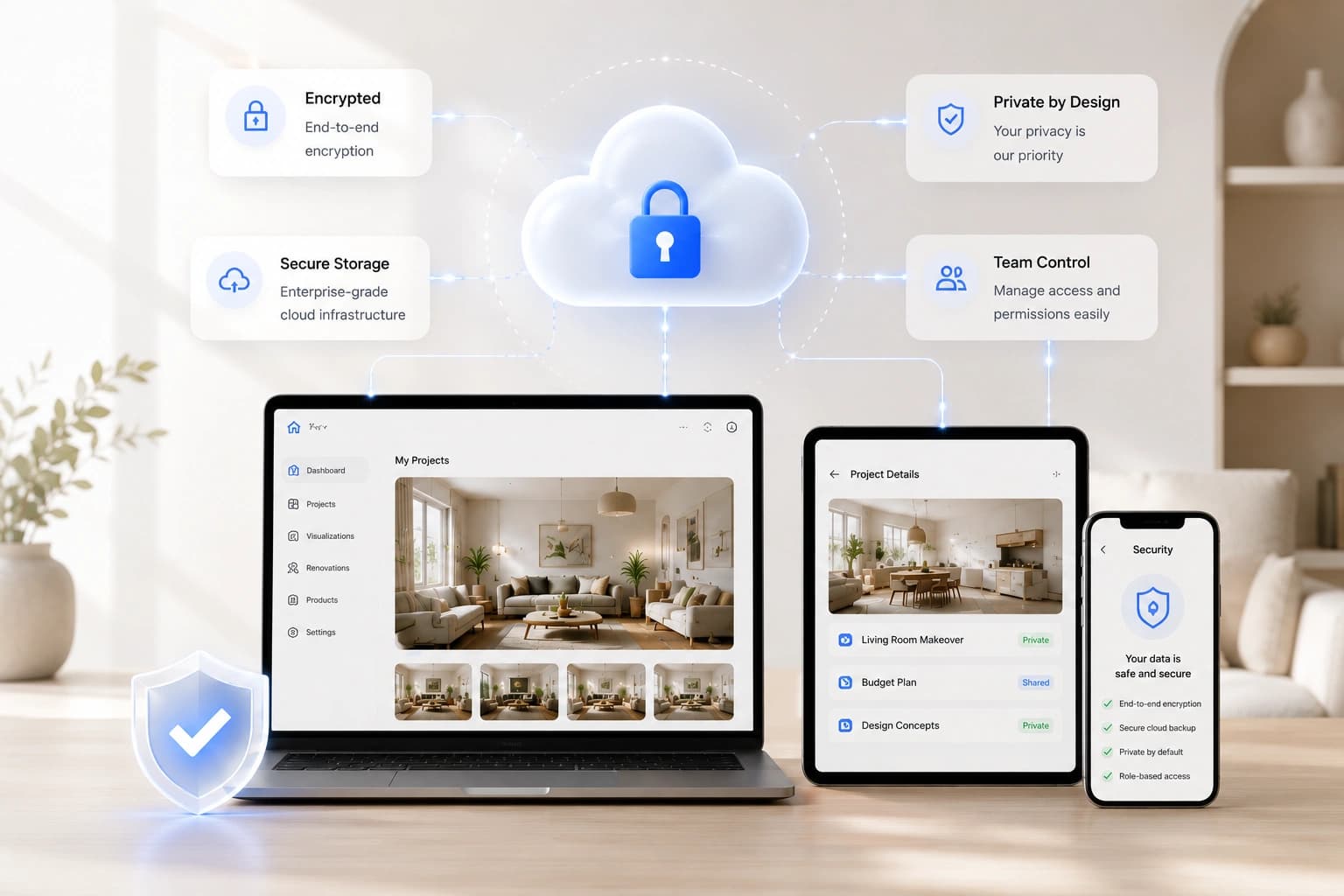 Private, secure home design workspace